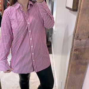 Talbots pink striped button down shirt new with tags size medium